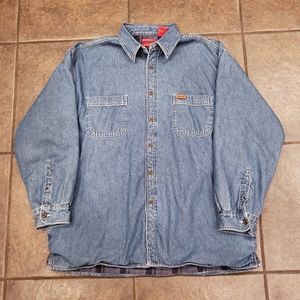 Wolverine denim fleece lined shirt jacket mens XL